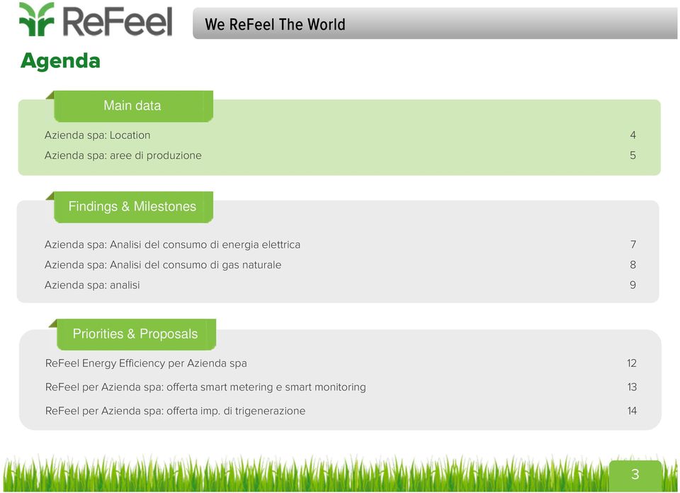 naturale 8 Azienda spa: analisi 9 Priorities & Proposals ReFeel Energy Efficiency per Azienda spa 12 ReFeel