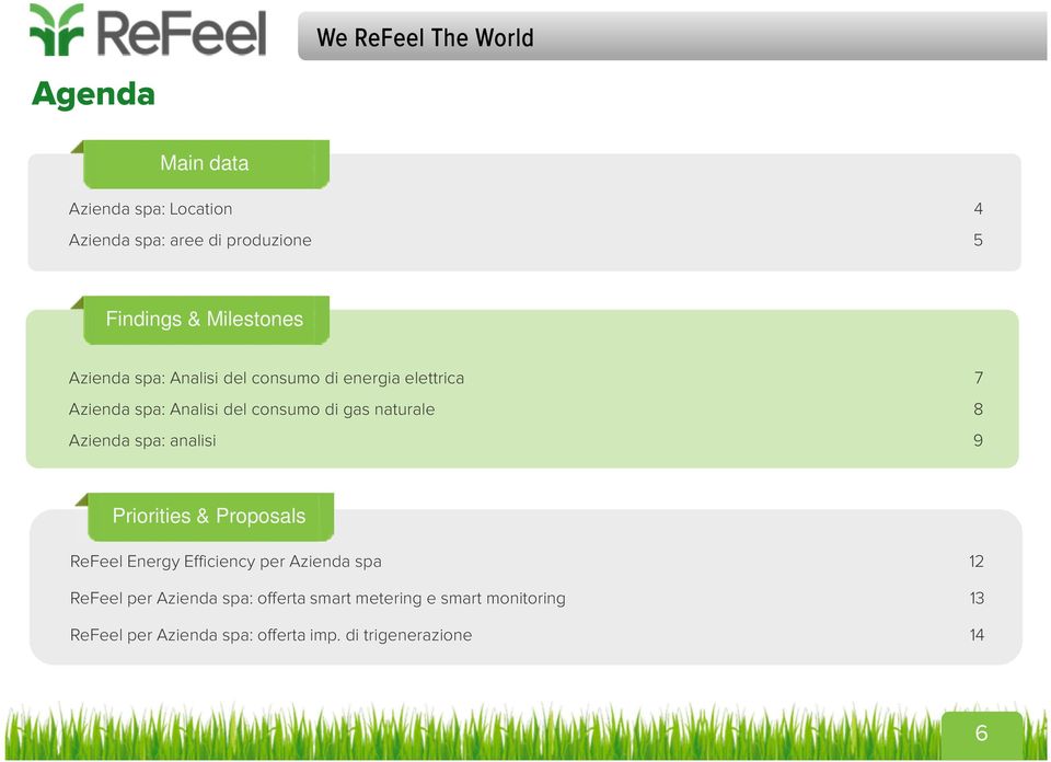 naturale 8 Azienda spa: analisi 9 Priorities & Proposals ReFeel Energy Efficiency per Azienda spa 12 ReFeel