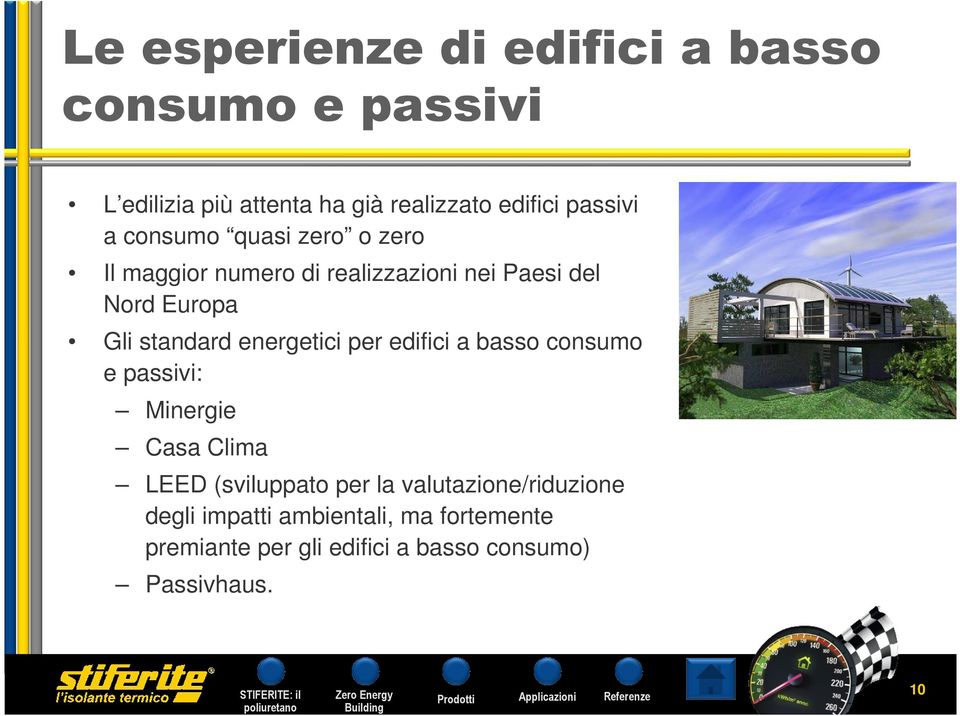 standard energetici per edifici a basso consumo e passivi: Minergie Casa Clima LEED (sviluppato per la