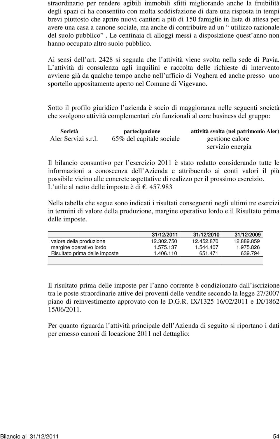 Le centinaia di alloggi messi a disposizione quest anno non hanno occupato altro suolo pubblico. Ai sensi dell art. 2428 si segnala che l attività viene svolta nella sede di Pavia.