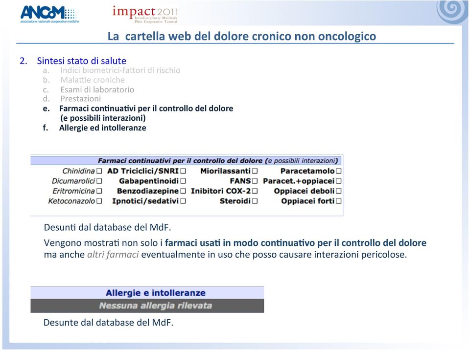 Allergie ed intolleranze Desun. dal database del MdF. Vengono mostra.