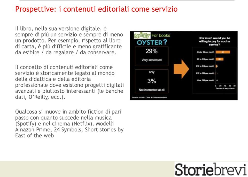 Il concetto di contenuti editoriali come servizio è storicamente legato al mondo della didattica e della editoria professionale dove esistono progetti digitali avanzati