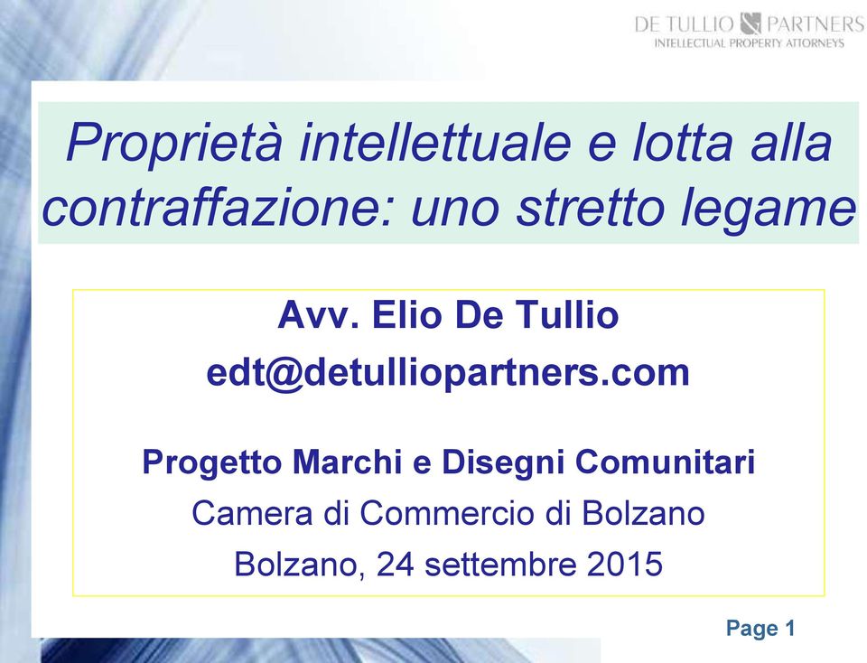 Elio De Tullio edt@detulliopartners.