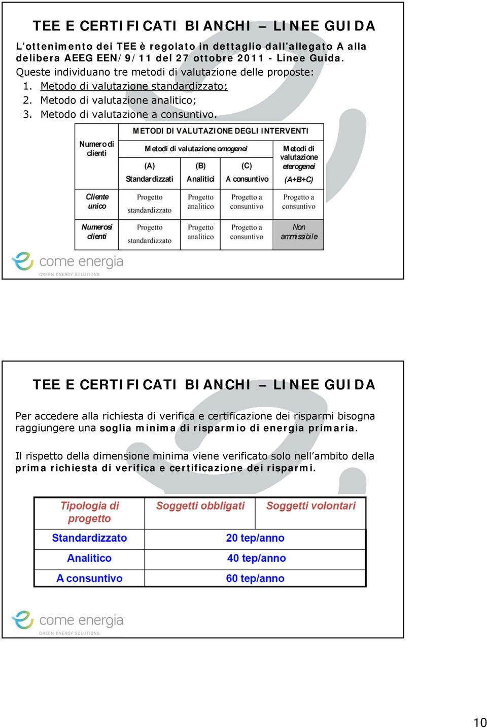 Metodo di valutazione a consuntivo.