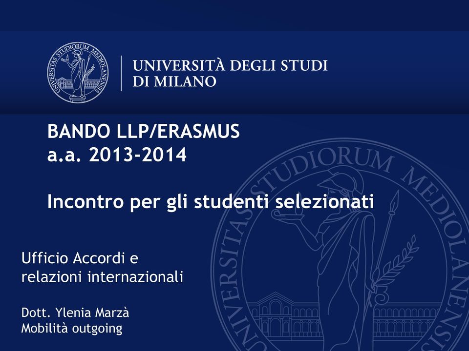 studenti selezionati Ufficio Accordi