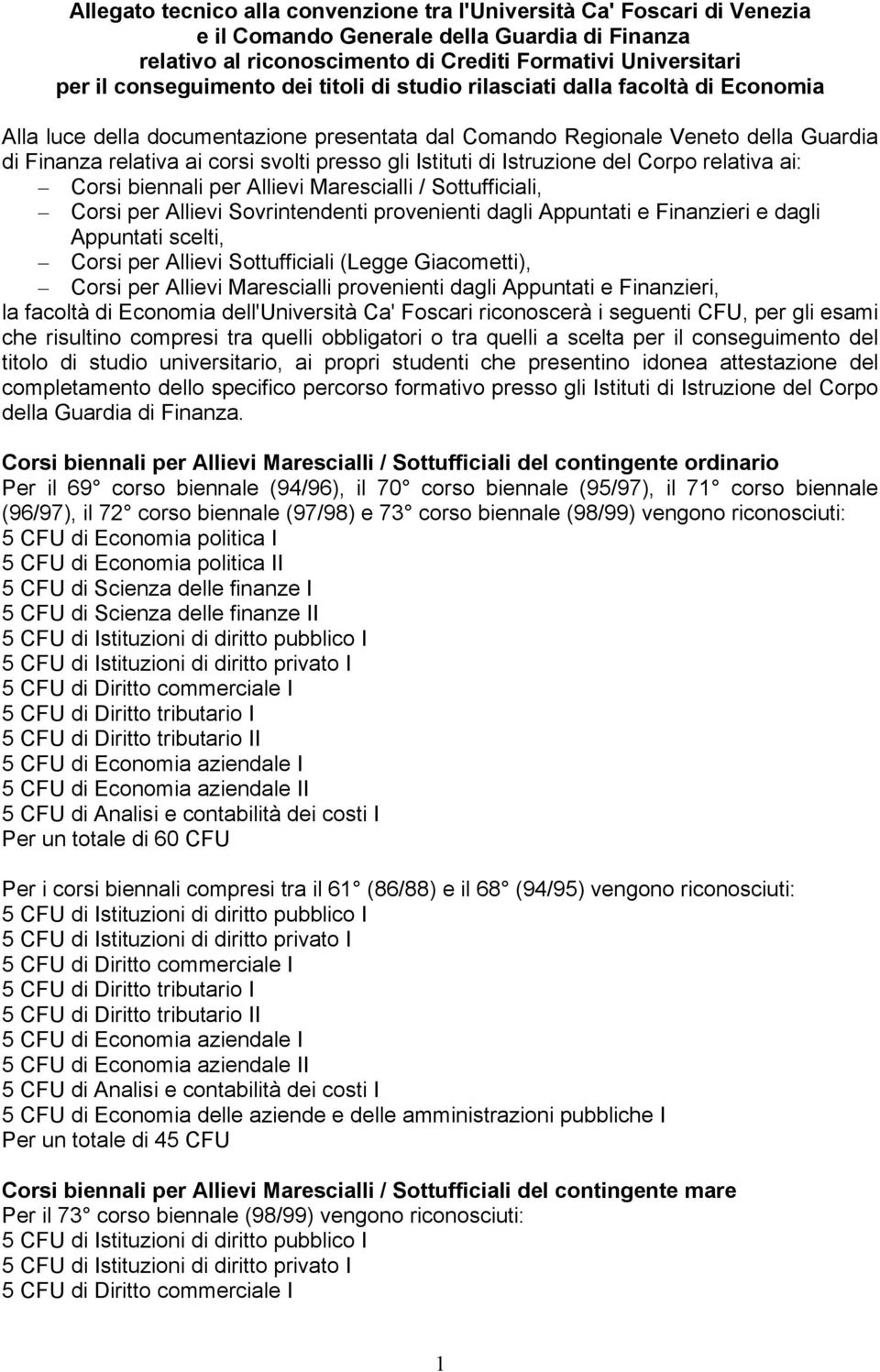 gli Istituti di Istruzione del Corpo relativa ai: Corsi biennali per Allievi Marescialli / Sottufficiali, Corsi per Allievi Sovrintendenti provenienti dagli Appuntati e Finanzieri e dagli Appuntati