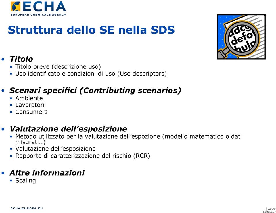 esposizione Metodo utilizzato per la valutazione dell espozione (modello matematico o dati misurati.