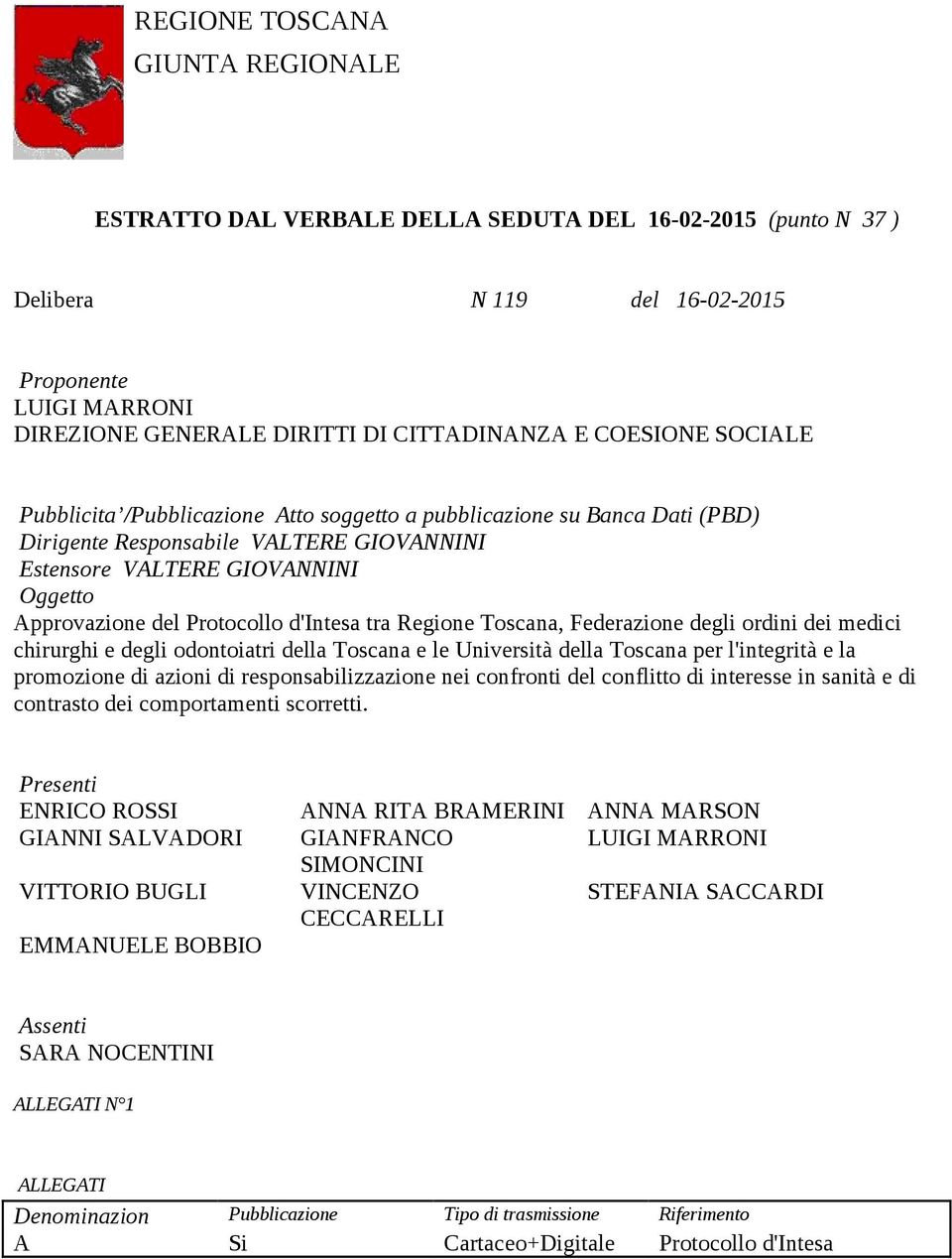 d'intesa tra Regione Toscana, Federazione degli ordini dei medici chirurghi e degli odontoiatri della Toscana e le Università della Toscana per l'integrità e la promozione di azioni di