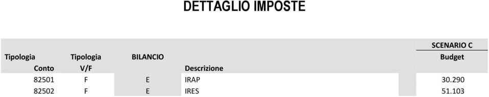 Budget Conto V/F Descrizione