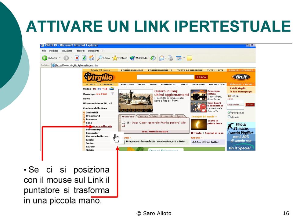 Link il puntatore si trasforma