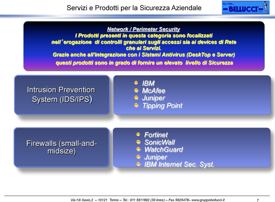 Grazie anche all'integrazione con i Sistemi Antivirus (DeskTop e Server) questi prodotti sono in grado di fornire un