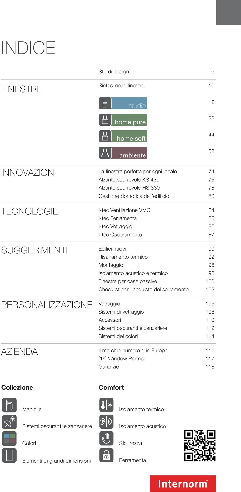 Risanamento termico 92 Montaggio 96 Isolamento acustico e termico 98 Finestre per case passive 100 Checklist per l acquisto del serramento 102 Vetraggio 106 Sistemi di vetraggio 108 Accessori 110