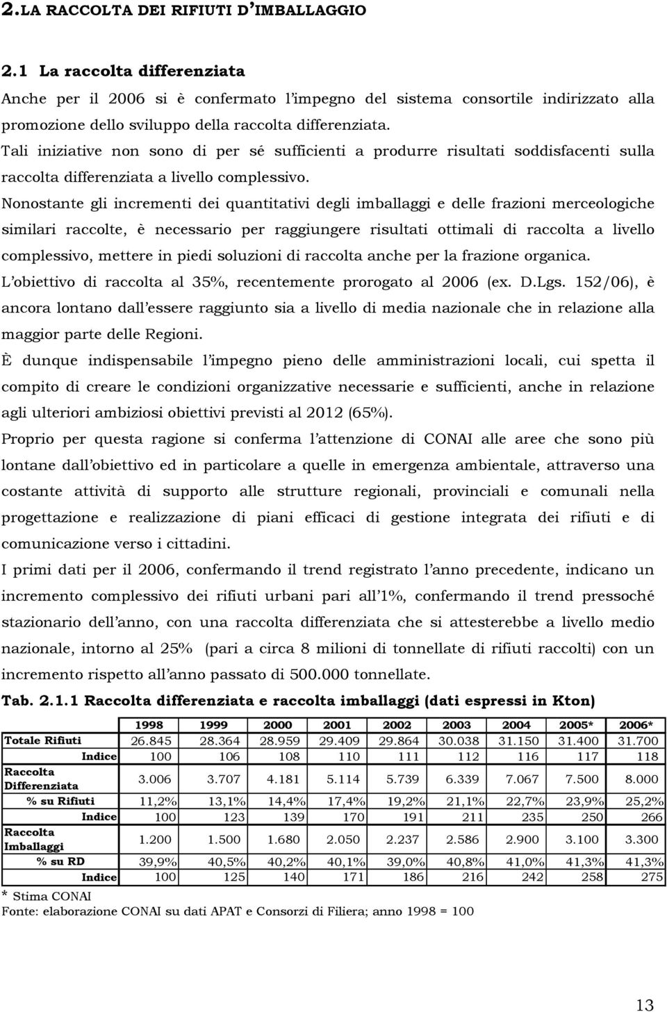 Tali iniziative non sono di per sé sufficienti a produrre risultati soddisfacenti sulla raccolta differenziata a livello complessivo.