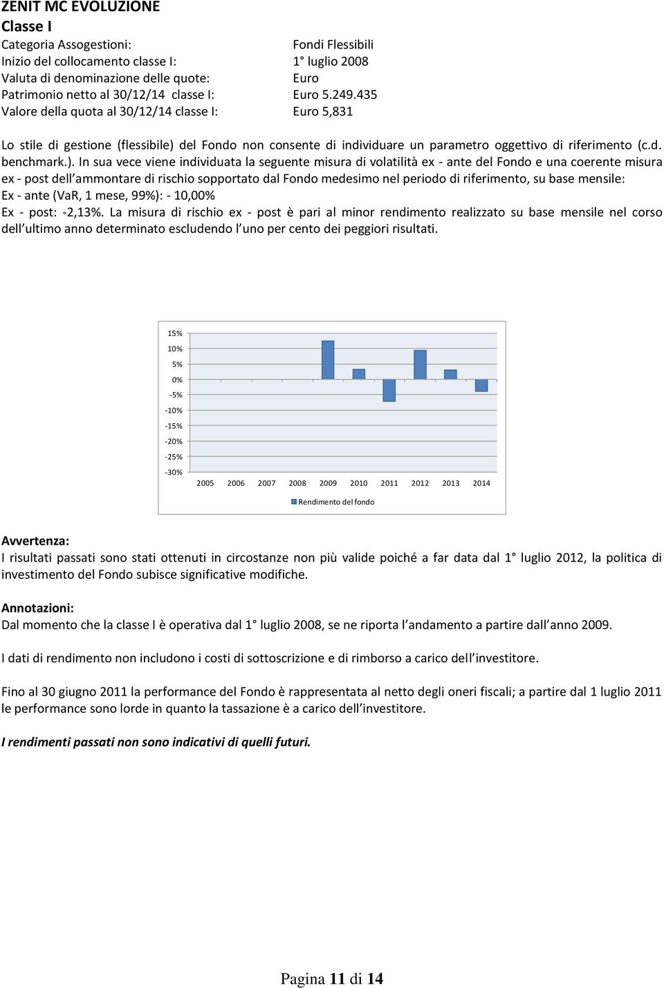 del Fondo non consente di individuare un parametro oggettivo di riferimento (c.d. benchmark.).