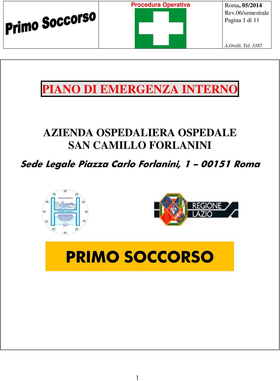 3387 PIANO DI EMERGENZA INTERNO AZIENDA OSPEDALIERA