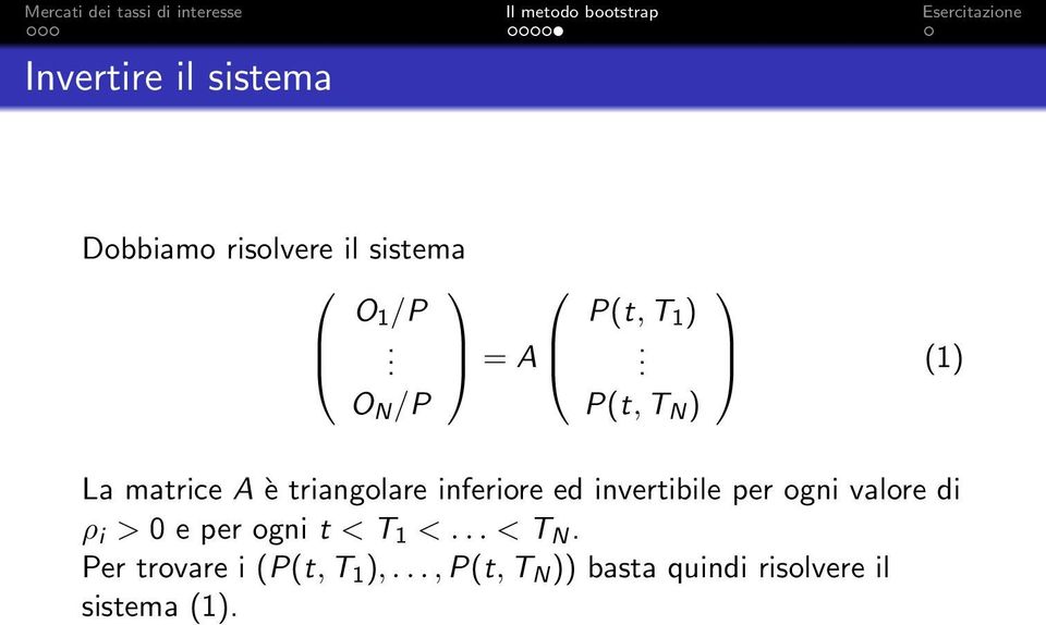 invertibile per ogni valore di ρ i > 0 e per ogni t < T 1 <... < T N.