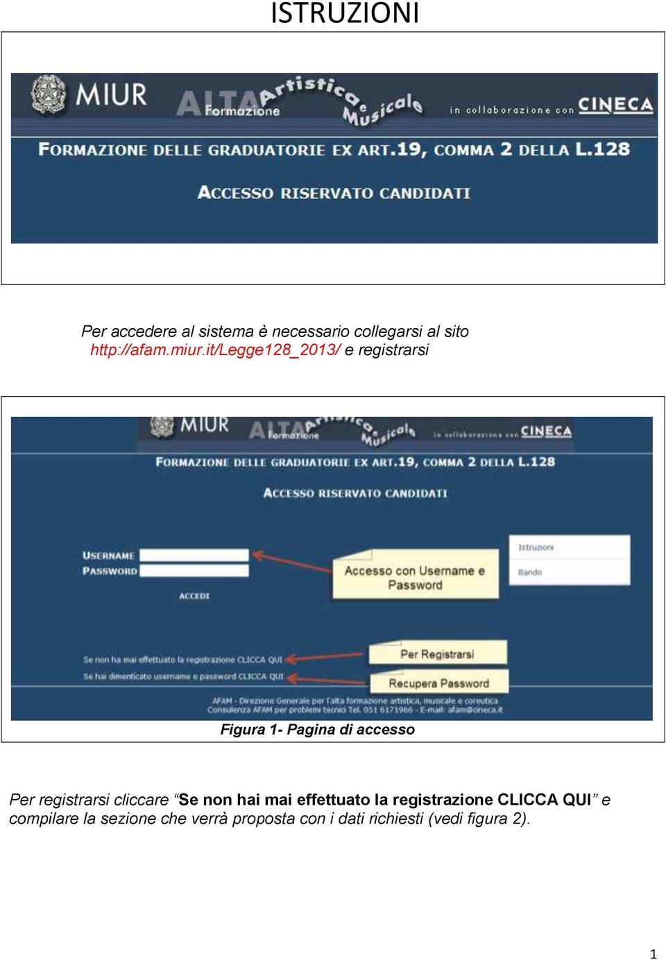 it/legge128_2013/ e registrarsi Figura 1- Pagina di accesso Per registrarsi