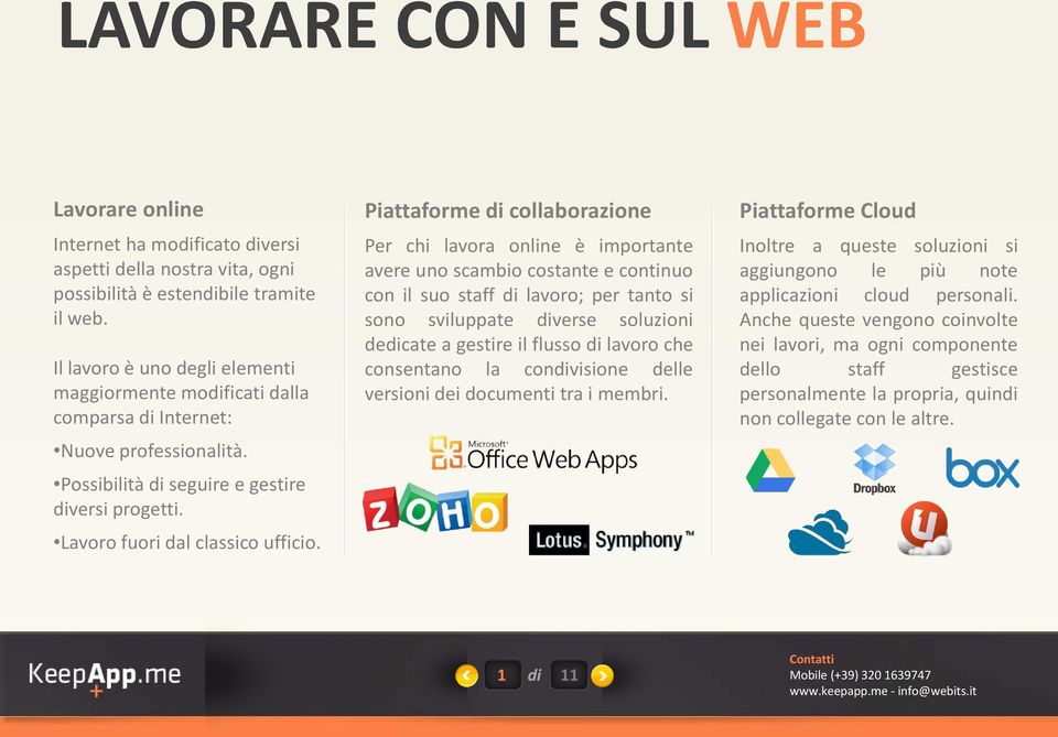 Piattaforme di collaborazione Per chi lavora online è importante avere uno scambio costante e continuo con il suo staff di lavoro; per tanto si sono sviluppate diverse soluzioni dedicate a gestire il