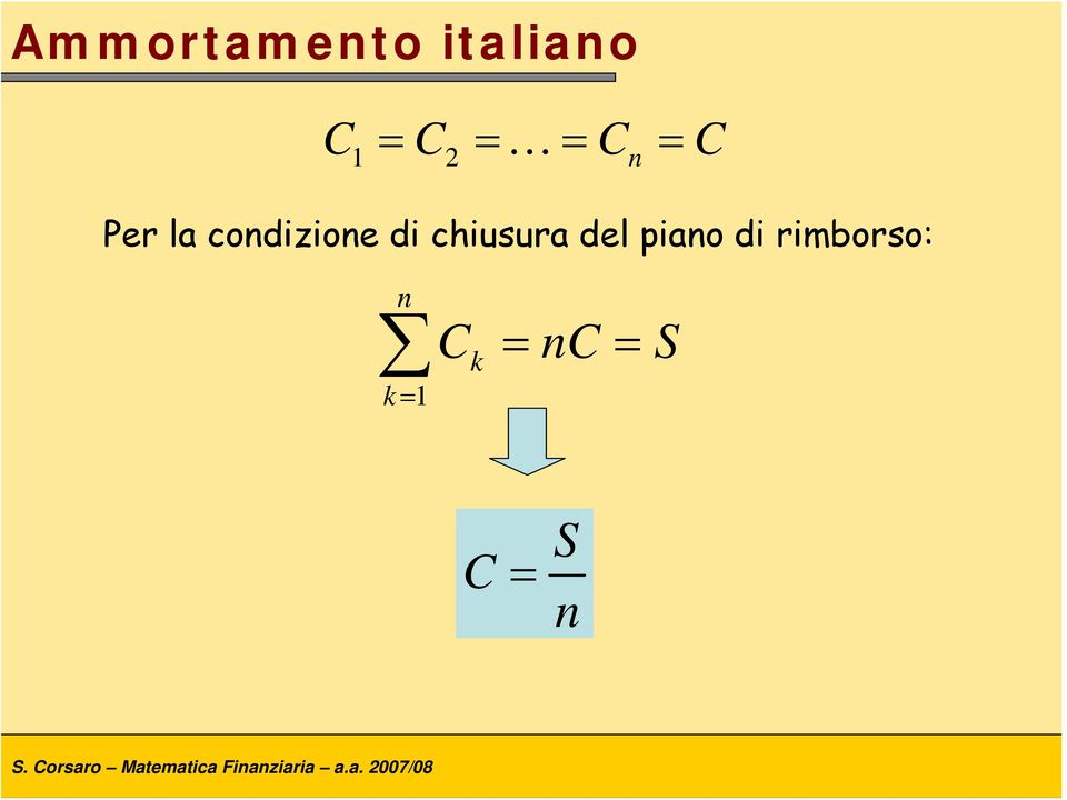 del piao di rimborso: = 1 C = C = C