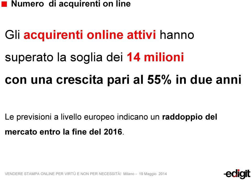 crescita pari al 55% in due anni Le previsioni a livello