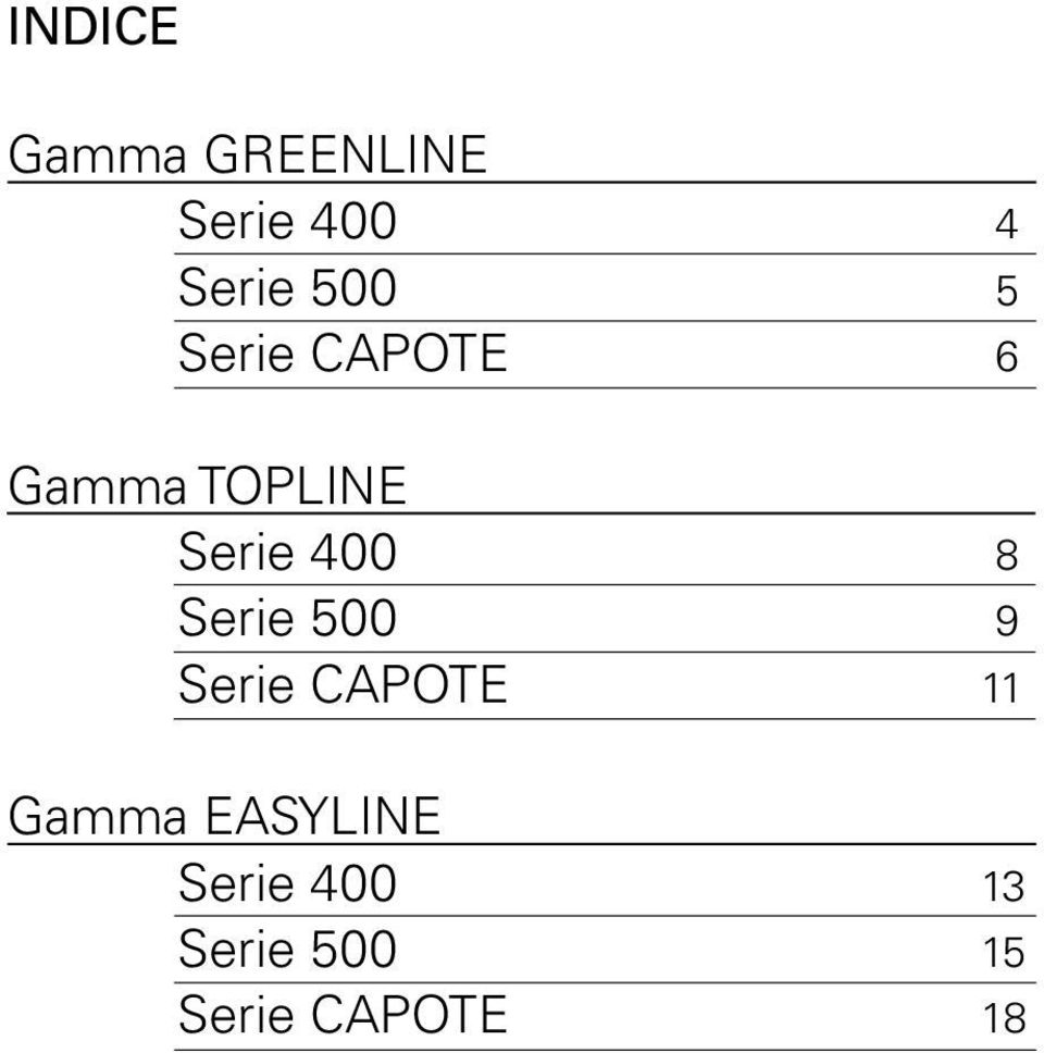 400 8 Serie 500 9 Serie CAPOTE 11 Gamma
