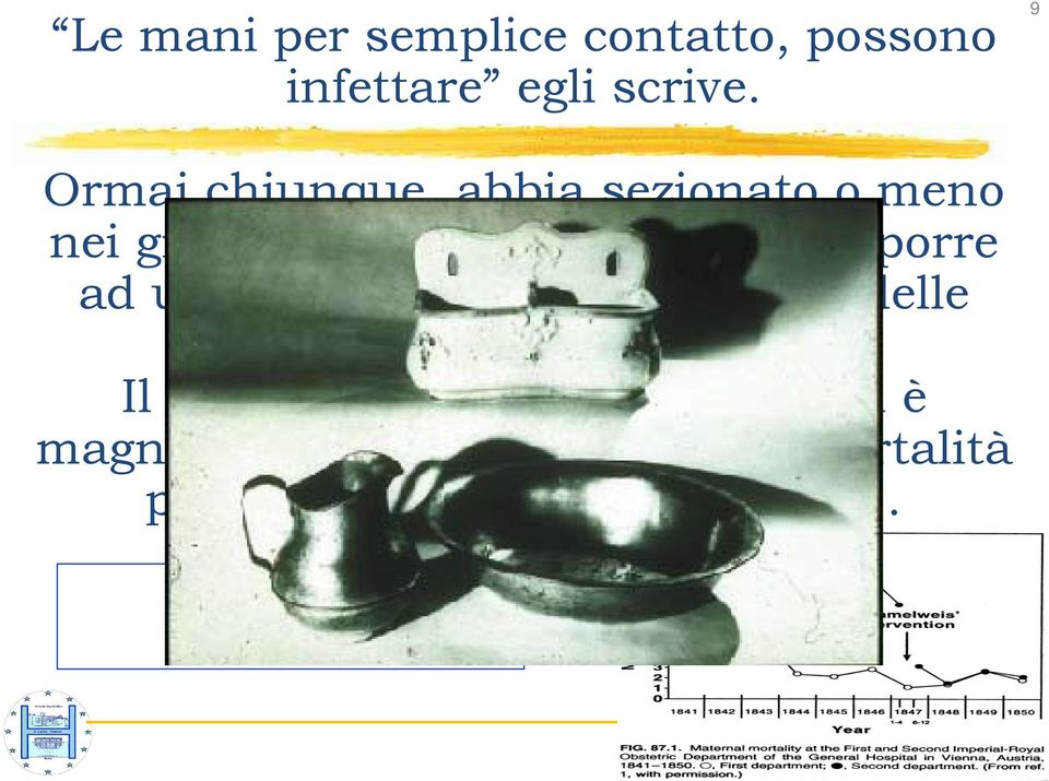 ad un accuratissima disinfezione delle mani con il cloruro di calce.