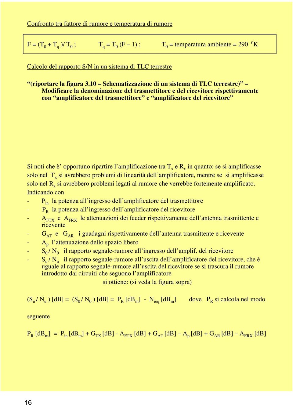 10 Schematizzazione di un sistema di TLC terrestre) Modificare la denominazione del trasmettitore e del ricevitore rispettivamente con amplificatore del trasmettitore e amplificatore del ricevitore