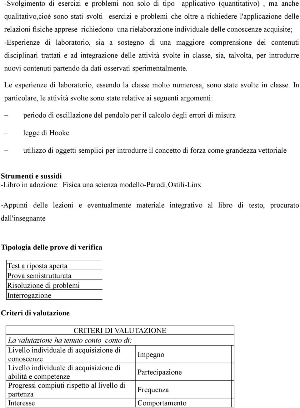 integrazione delle attività svolte in classe, sia, talvolta, per introdurre nuovi contenuti partendo da dati osservati sperimentalmente.