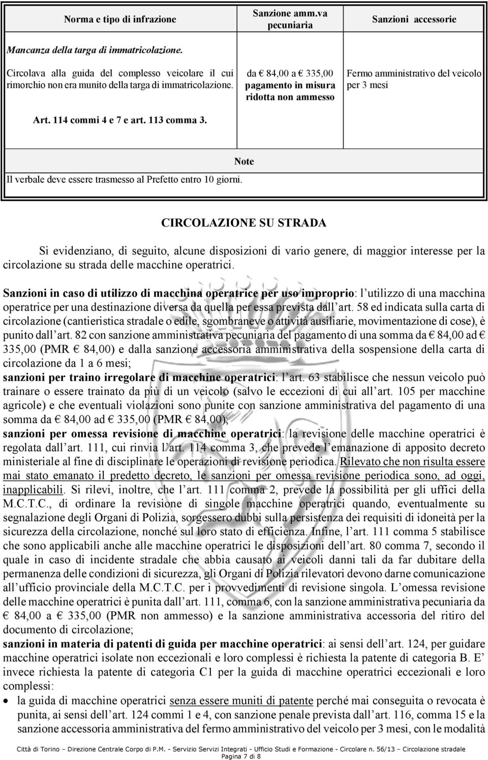 da 84,00 a 335,00 Fermo amministrativo del veicolo per 3 mesi CIRCOLAZIONE SU STRADA Si evidenziano, di seguito, alcune disposizioni di vario genere, di maggior interesse per la circolazione su