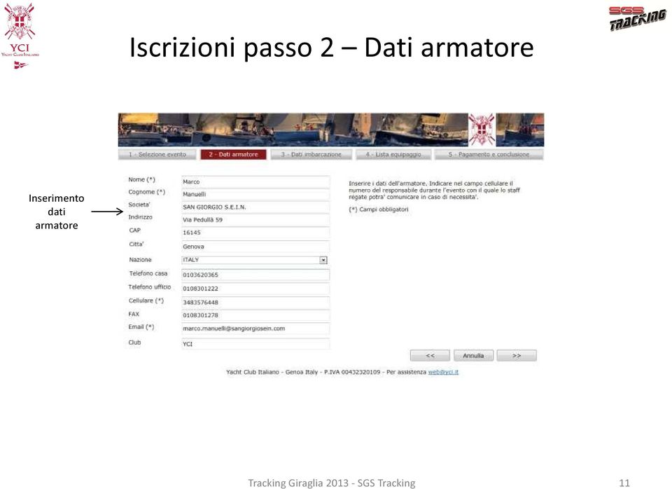 dati armatore Tracking