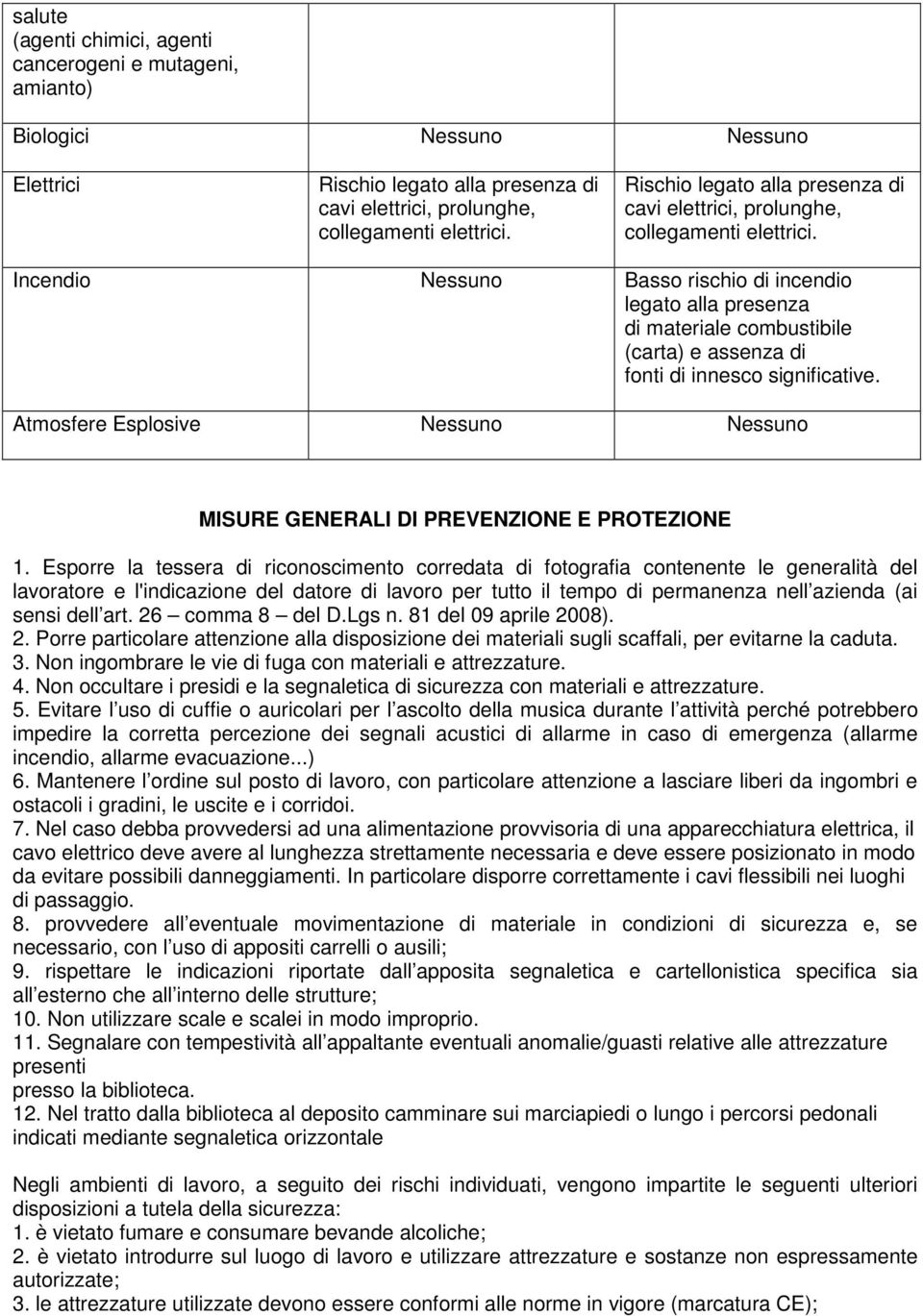 Atmosfere Esplosive MISURE GENERALI DI PREVENZIONE E PROTEZIONE 1.