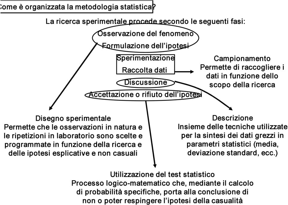 dello Discussione scopo della ricerca Accettazione o rifiuto dell ipotesi Disegno sperimentale Permette che le osservazioni in natura e le ripetizioni in laboratorio sono scelte e programmate in