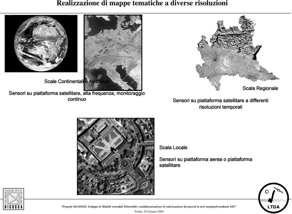 continuo Scala Regionale Sensori su piattaforma satellitare a differenti