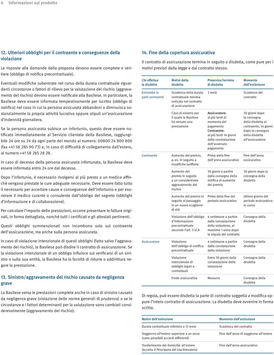 Eventuali modifiche subentrate nel corso della durata contrattuale riguardanti circostanze o fattori di rilievo per la valutazione del rischio (aggravamento del rischio) devono essere notificate alla