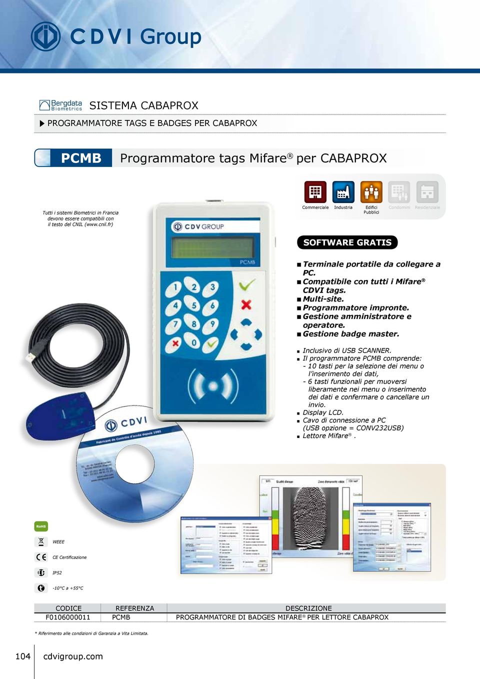 Gestione badge master. Inclusivo di USB SCANNER.