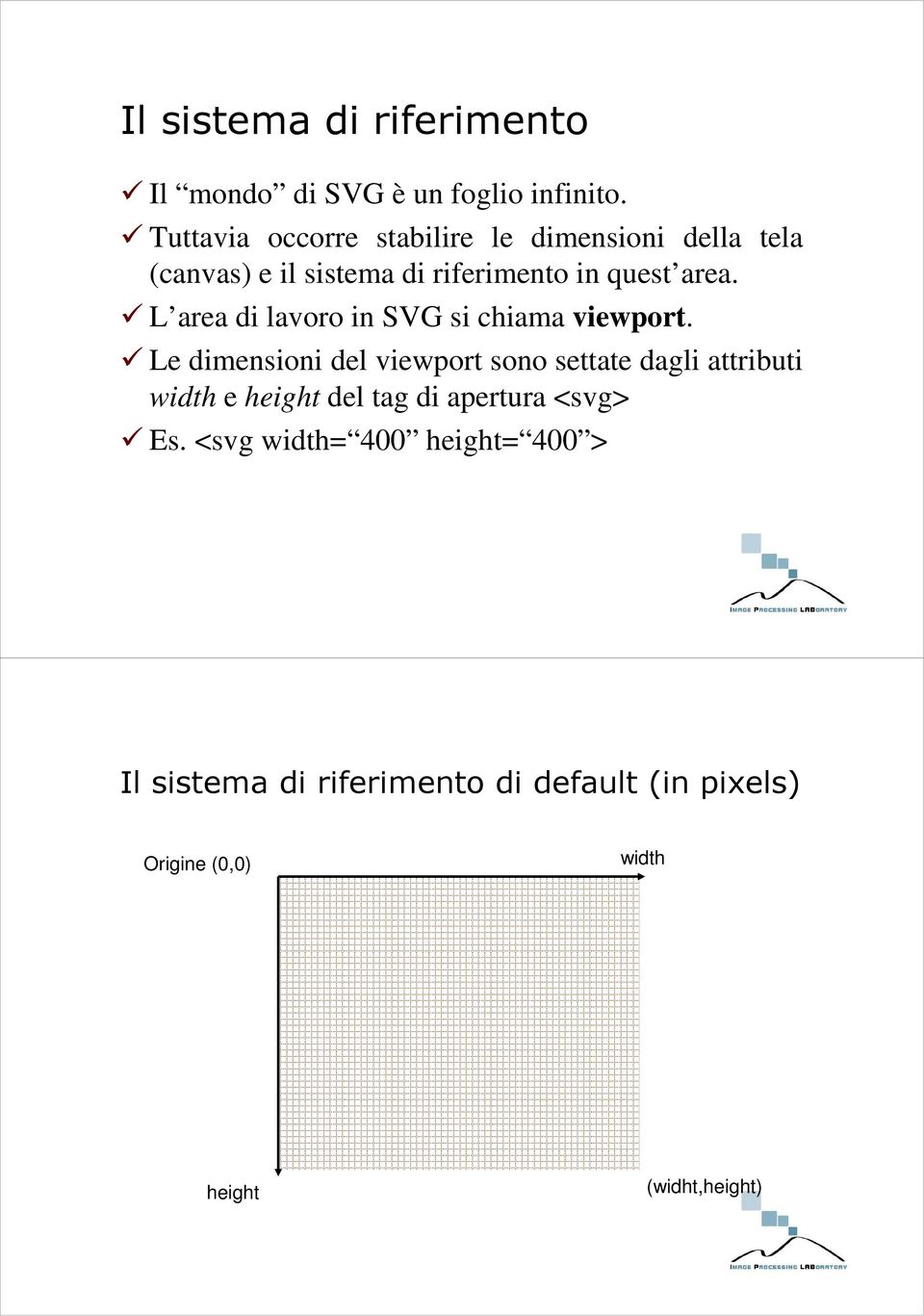 L area di lavoro in SVG si chiama viewport.