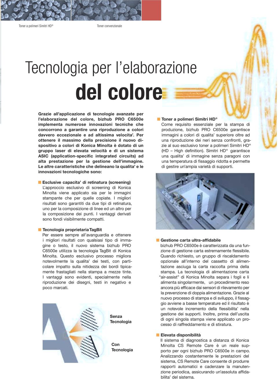 Per ottenere il massimo della precisione il nuovo dispositivo a colori di Konica Minolta è dotato di un gruppo laser di elevata velocità e di un sistema ASIC (application-specific integrated