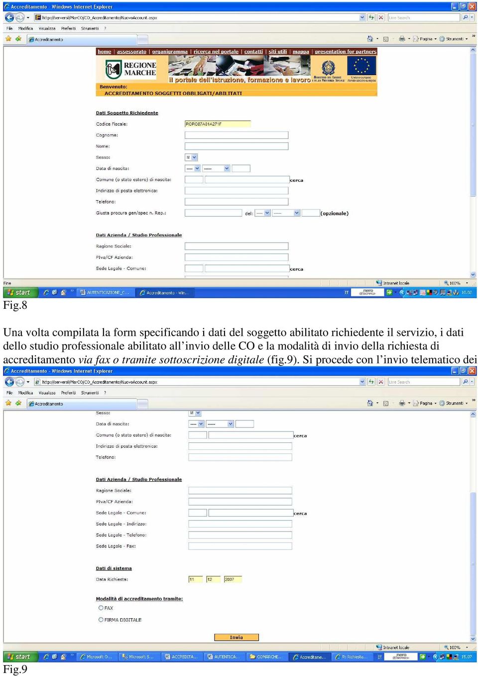 delle CO e la modalità di invio della richiesta di accreditamento via fax o