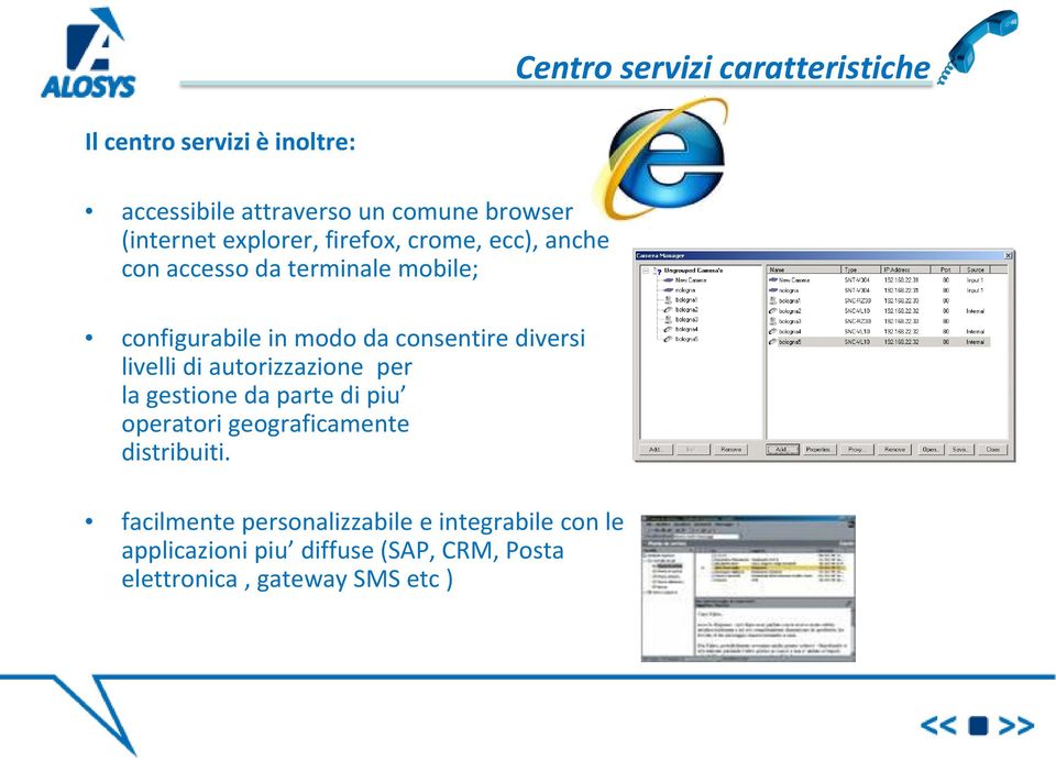 diversi livelli di autorizzazione per la gestione da parte di piu operatori geograficamente distribuiti.