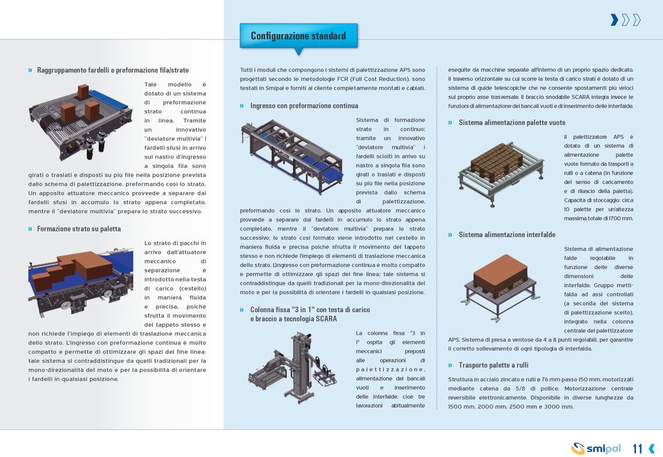 palettizzazione, preformando così lo strato.