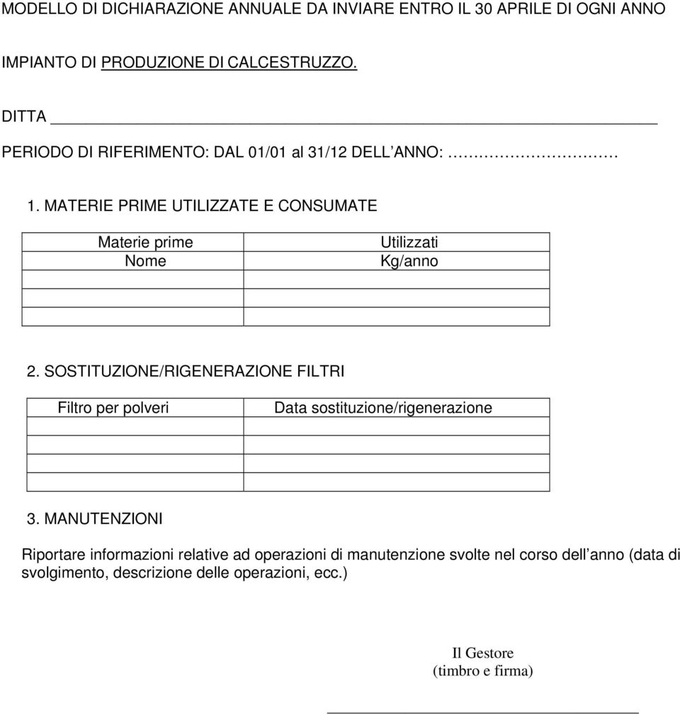 MATERIE PRIME UTILIZZATE E CONSUMATE Materie prime Nome Utilizzati Kg/anno 2.