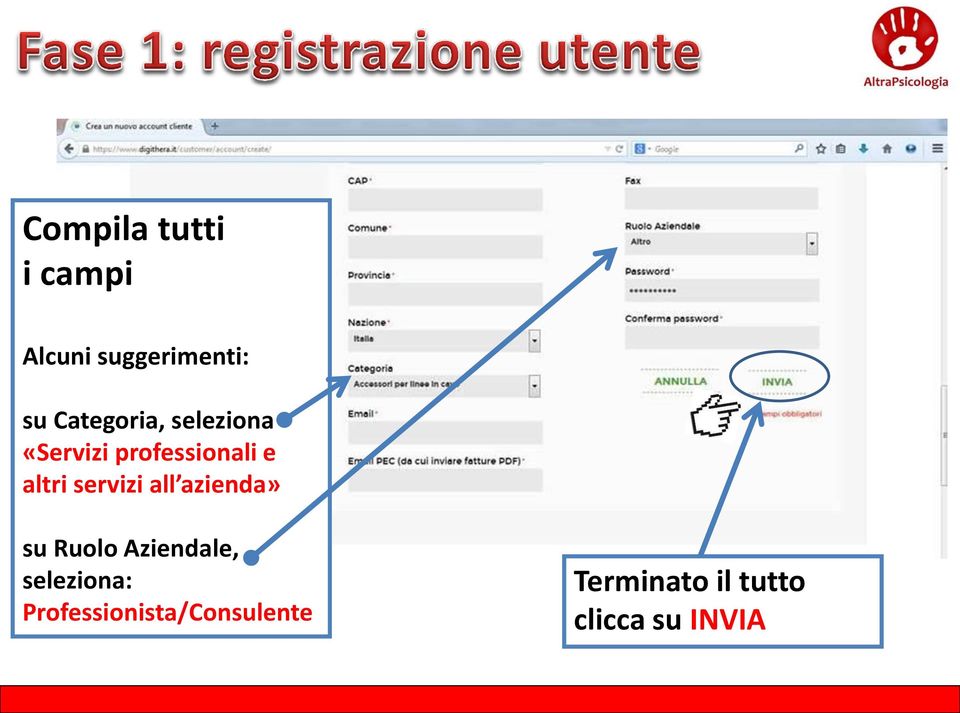 servizi all azienda» su Ruolo Aziendale, seleziona: