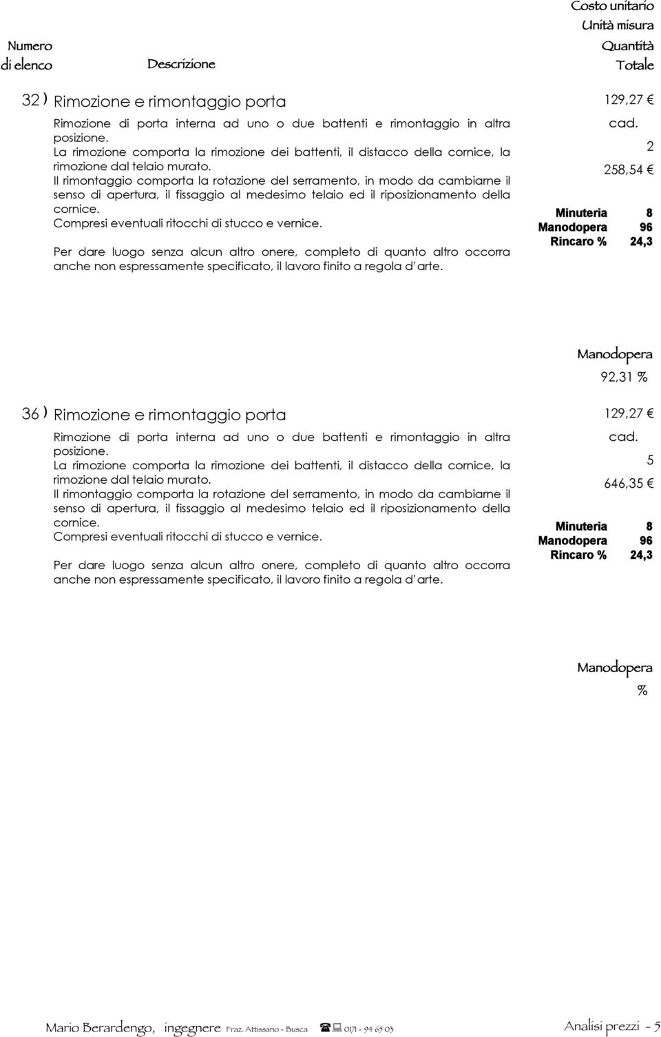 Il rimontaggio comporta la rotazione del serramento, in modo da cambiarne il senso di apertura, il fissaggio al medesimo telaio ed il riposizionamento della cornice.