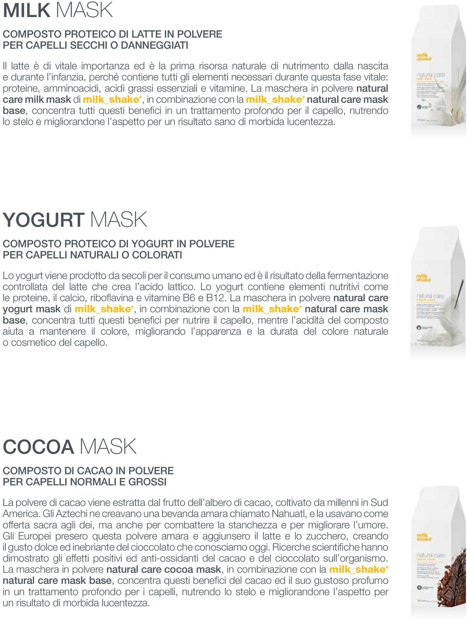 La maschera in polvere natural care milk mask di milk_shake, in combinazione con la milk_shake natural care mask base, concentra tutti questi benefici in un trattamento profondo per il capello,