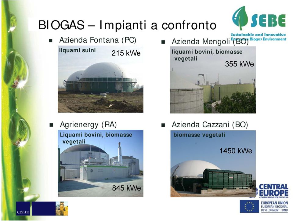 vegetali 355 kwe Agrienergy (RA) Liquami bovini, biomasse