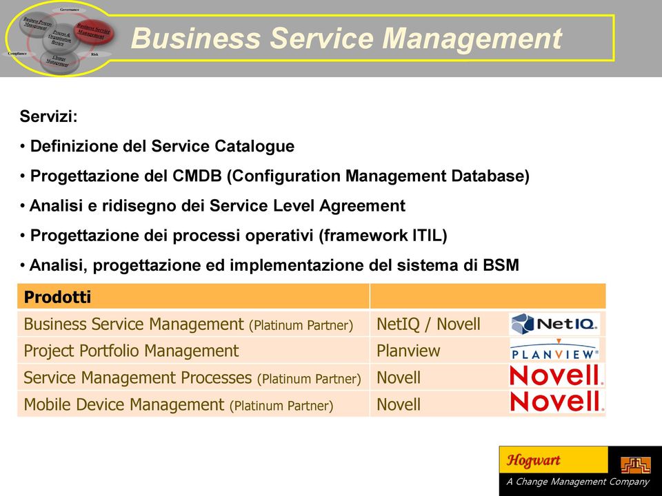 progettazione ed implementazione del sistema di BSM Business Service Management (Platinum Partner) Project Portfolio