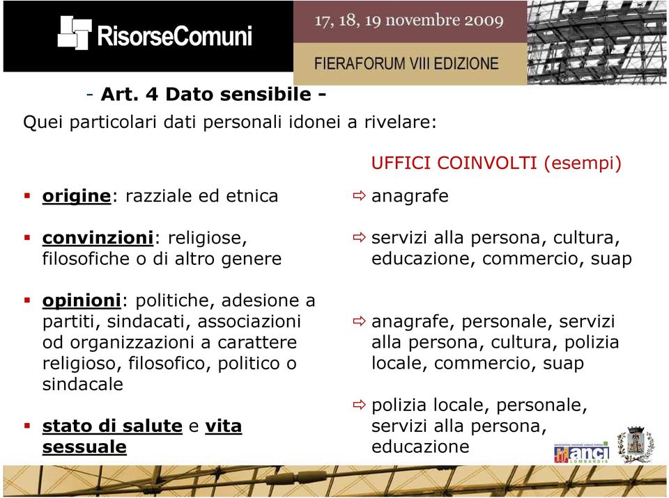 religiose, filosofiche o di altro genere opinioni: politiche, adesione a partiti, sindacati, associazioni od organizzazioni a carattere