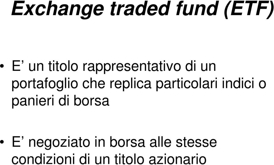 particolari indici o panieri di borsa E