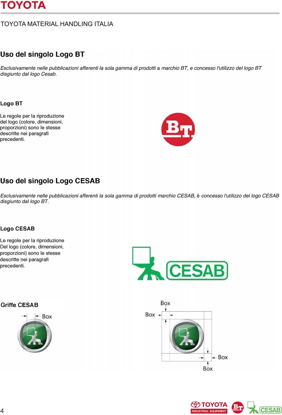 Uso del singolo Logo CESAB Esclusivamente nelle pubblicazioni afferenti la sola gamma di prodotti marchio CESAB, è concesso l'utilizzo del logo CESAB
