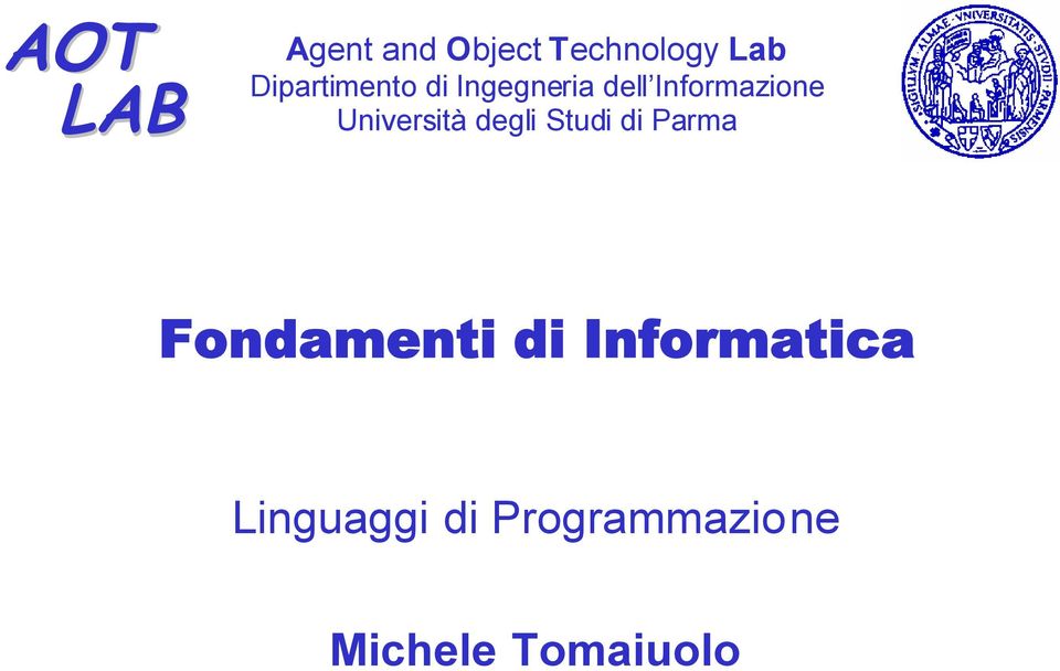 degli Studi di Parma Fondamenti di